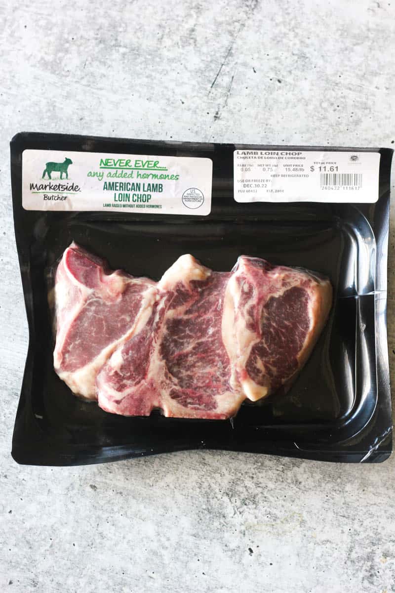 raw lamb chops in plastic package