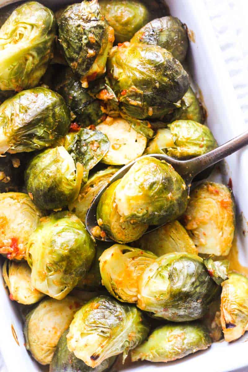 baked bang bang brussels sprouts with the spoon