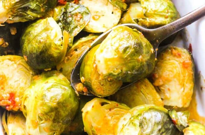 baked bang bang brussels sprouts with the spoon