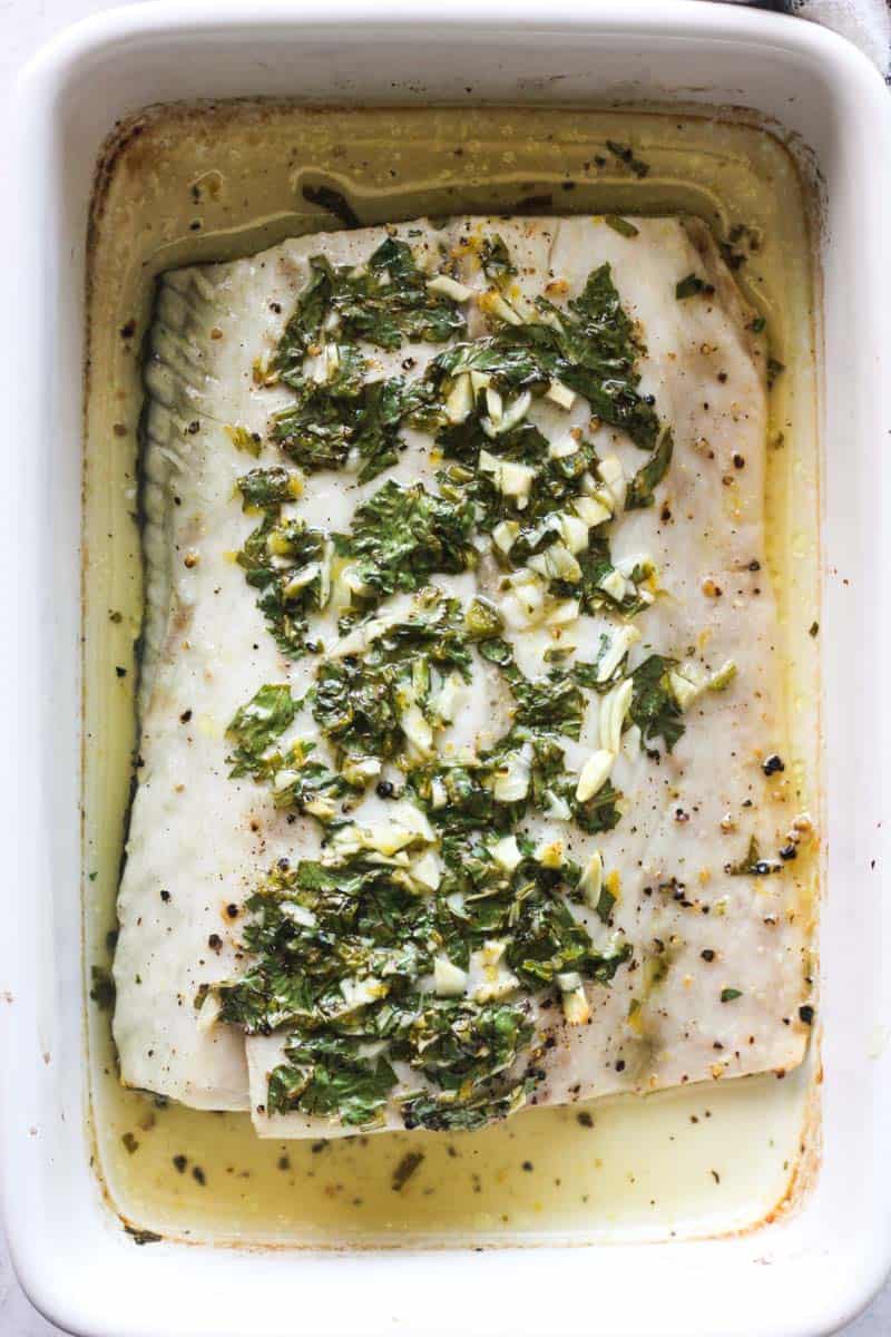 corvina fillets with herbs and garlic