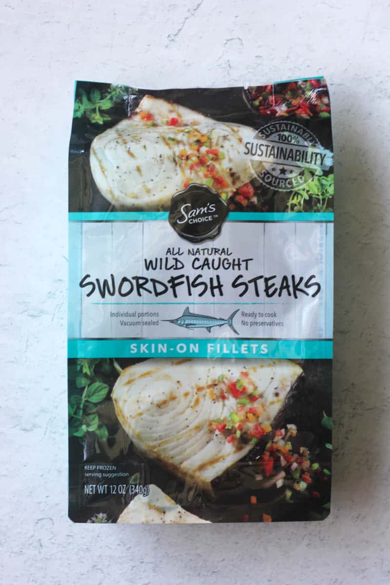 wild caught swordfish steaks in the package