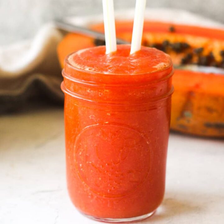 papaya juice in a glass jar