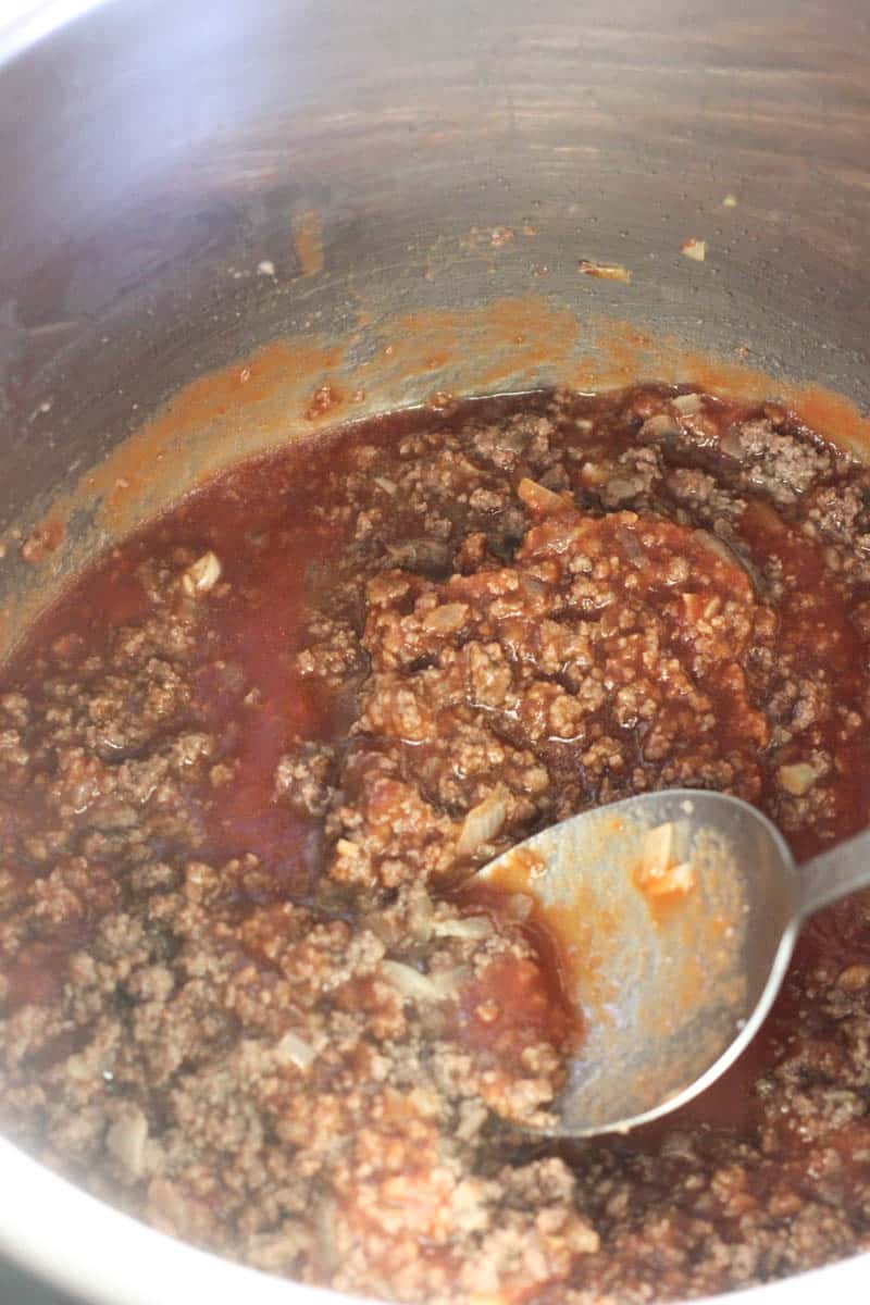 ground meat sauteed with tomato sauce