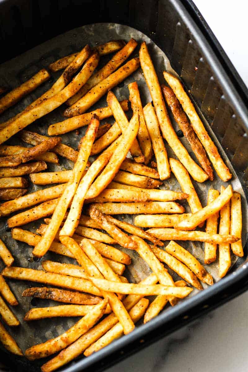 potato fries cooked in air fryer basket