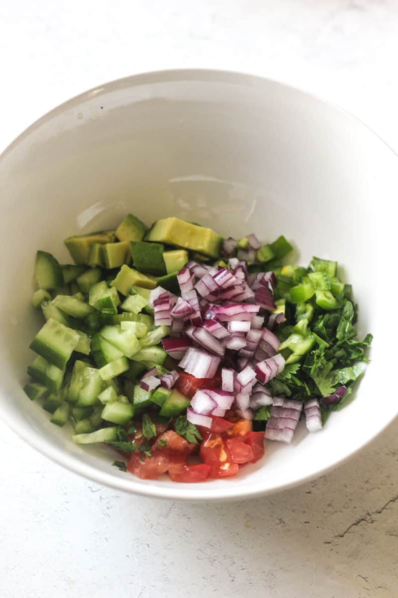 chopped vegetables in the bowl