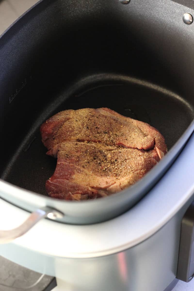 seasoned piece of meat in the possible cooker