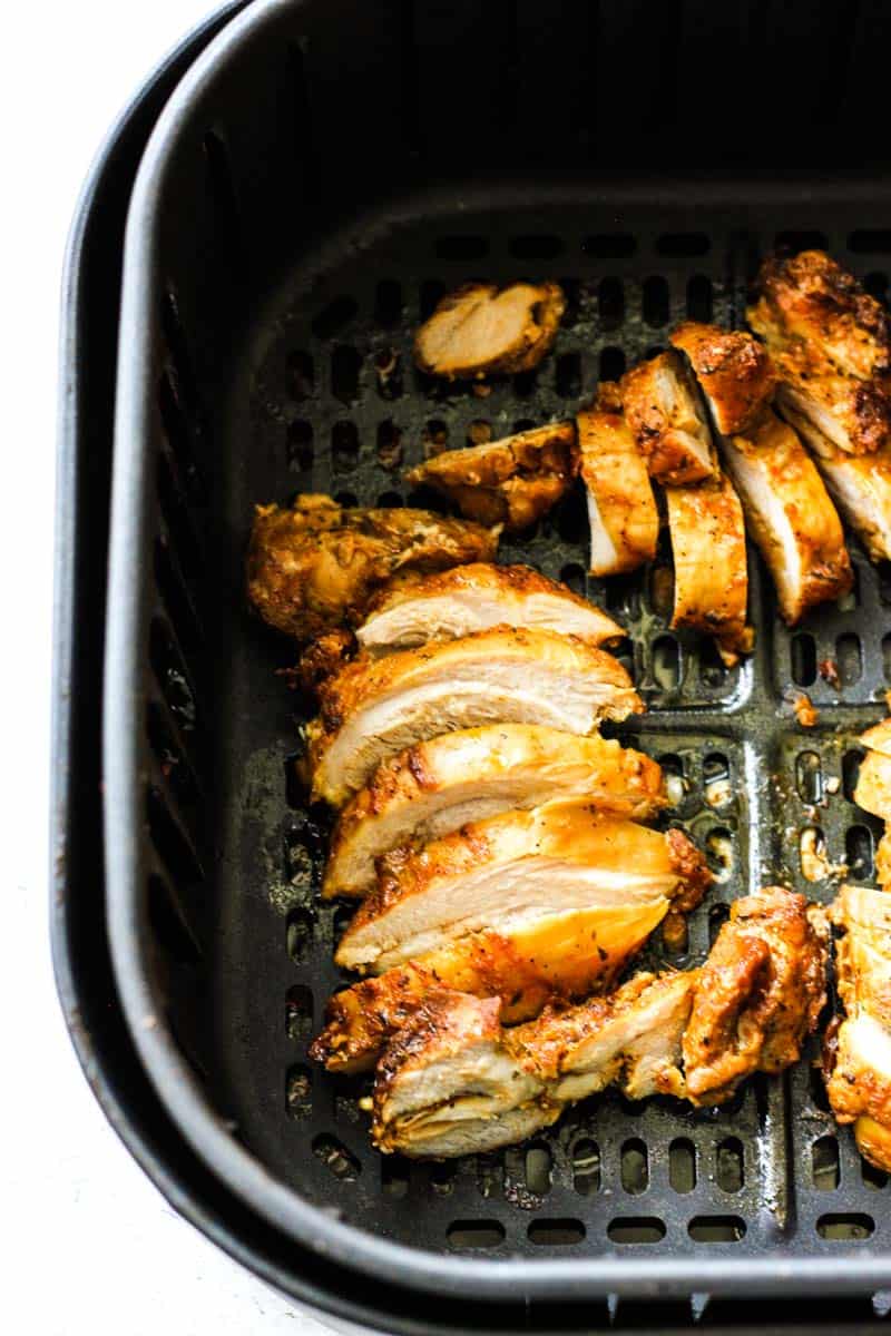 cooked trader Joe's shawarma chicken thighs in air fryer
