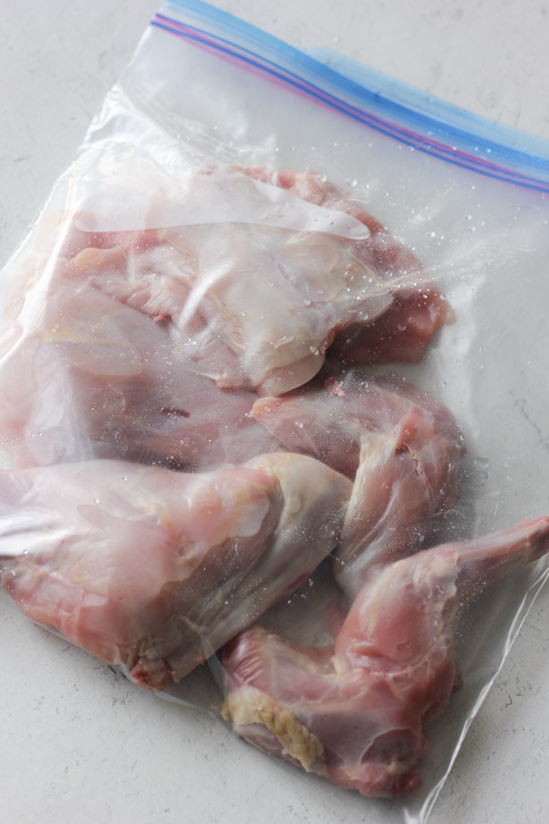 chopped rabbit in the plastic bag