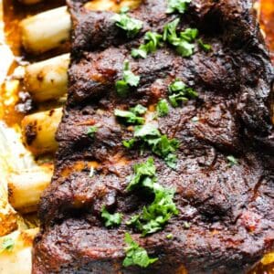 oven baked bison ribs with chopped cilantro on top