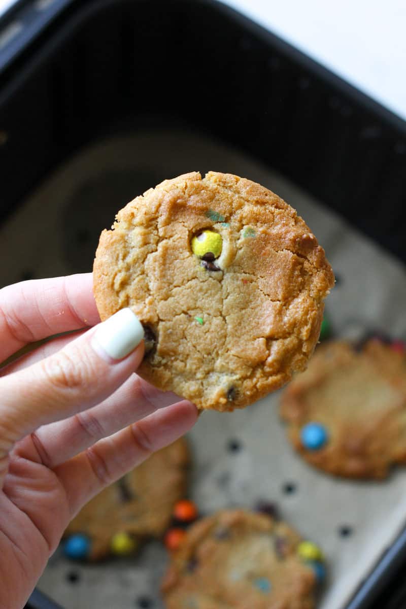 cookie in hand cooked in air fryer