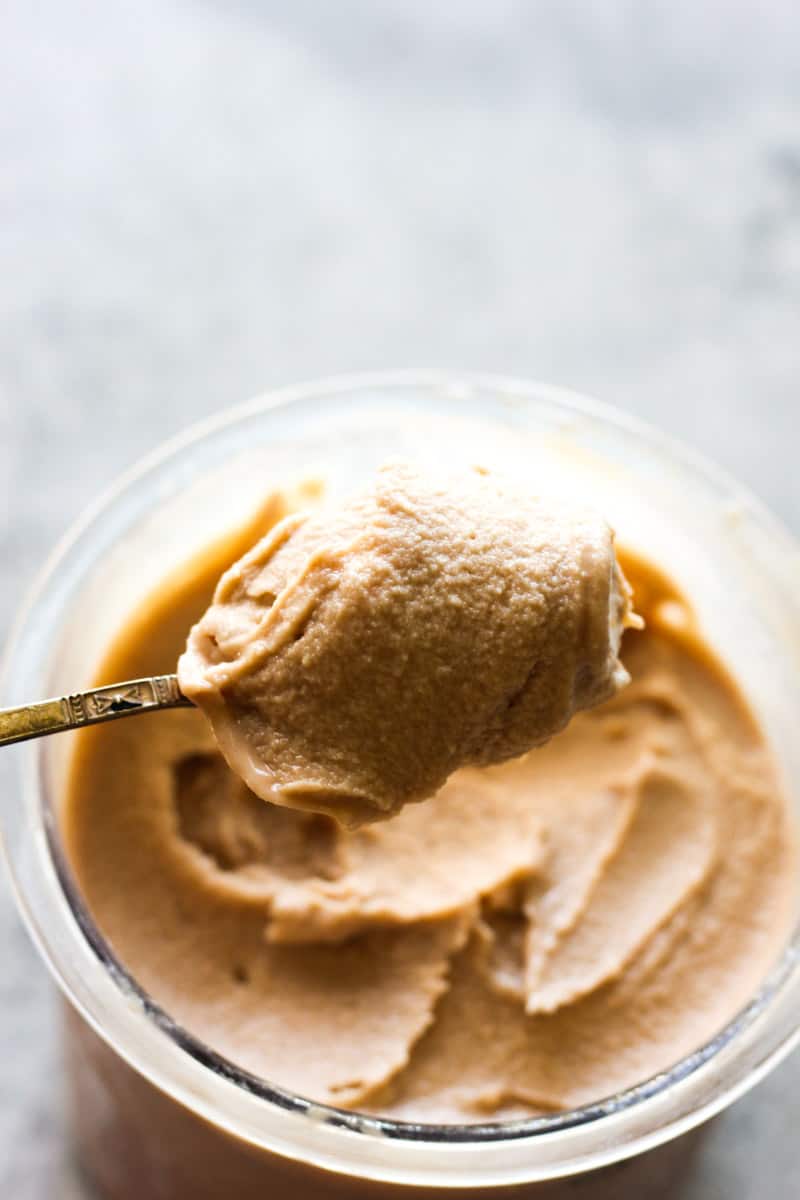 ninja foodi cottage cheese ice cream with chocolate in spoon