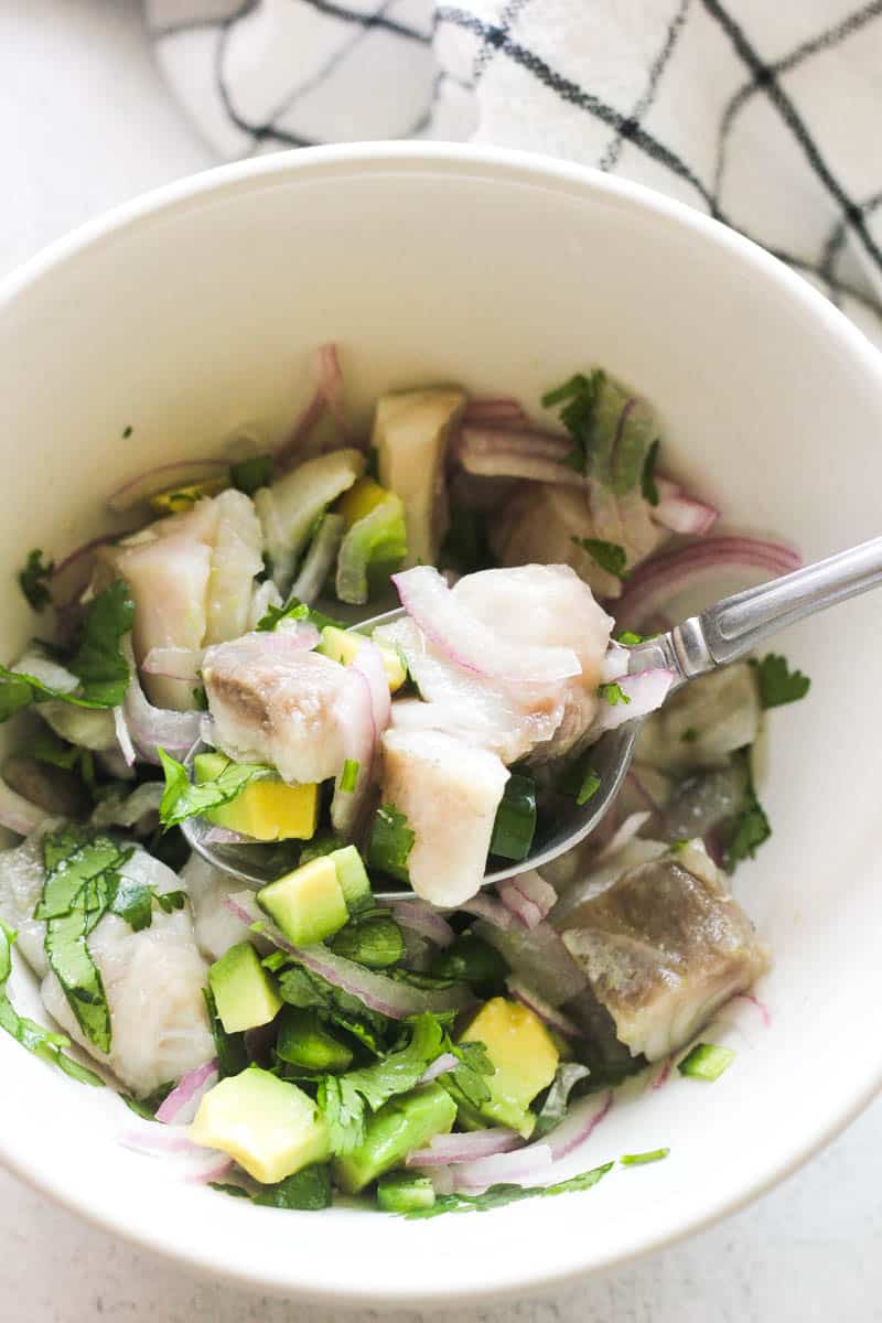 corvina ceviche in the bowl