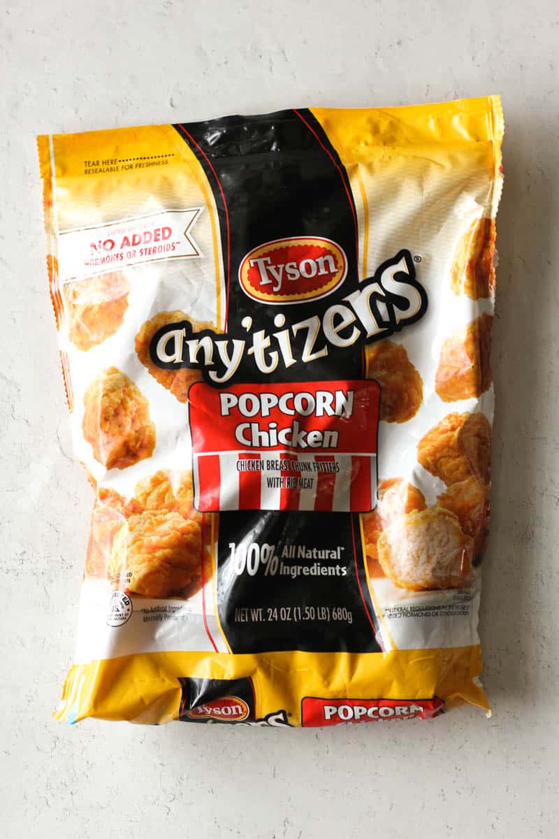 plastic package with popcorn chicken
