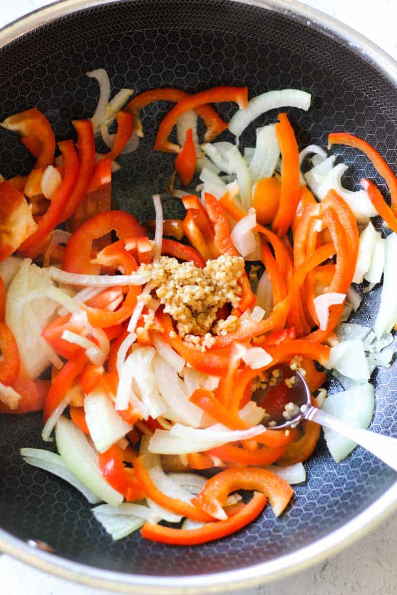 sauteed bell peppers and onions