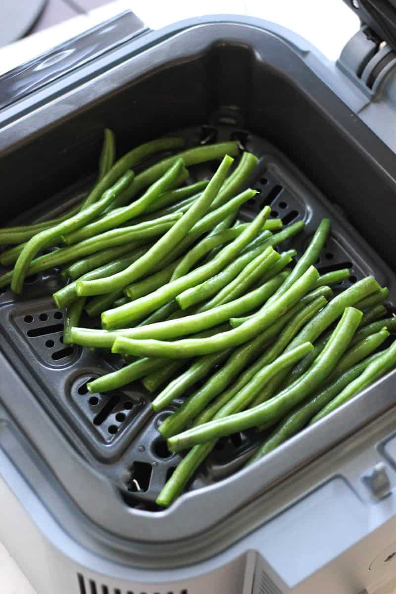 fresh green beans in ninja speedi before cooking