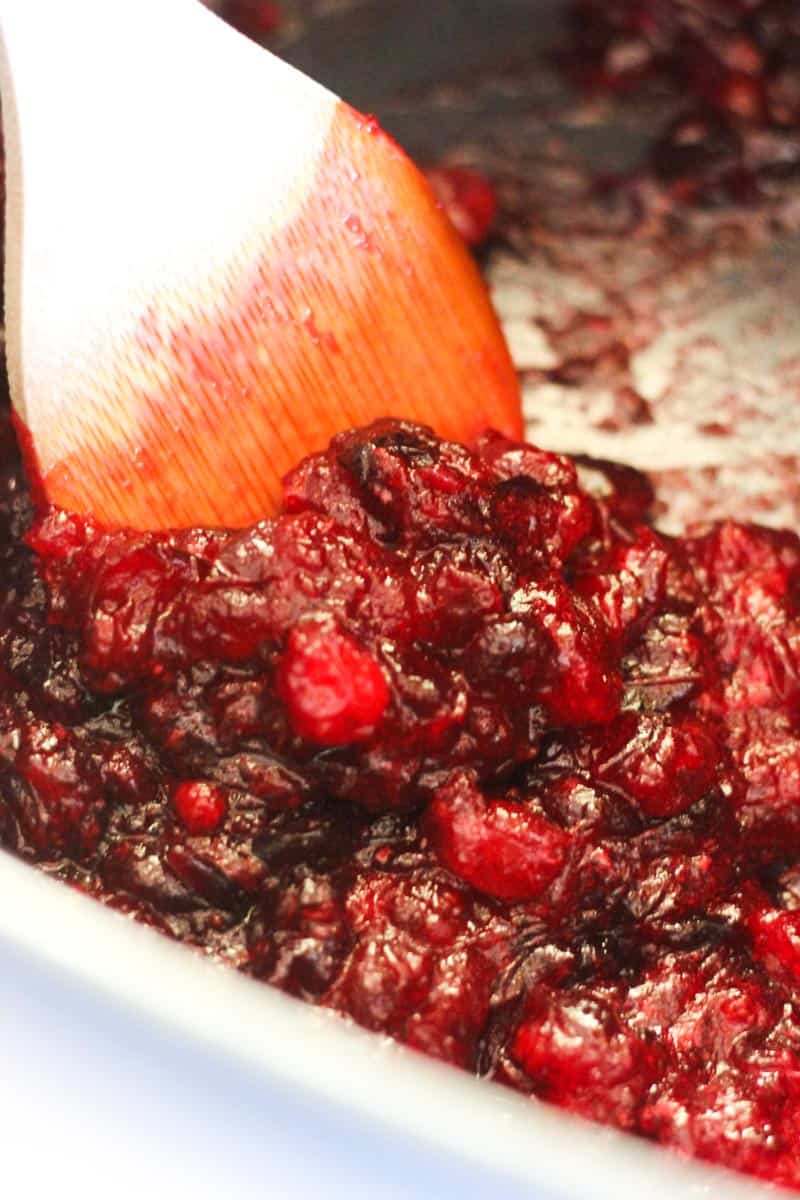 stirring cranberry sauce in the ninja foodi possible cooker pro