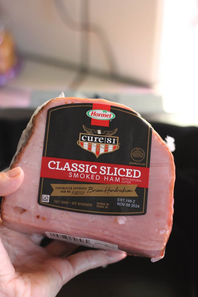 classic sliced smoked ham in the plastic package