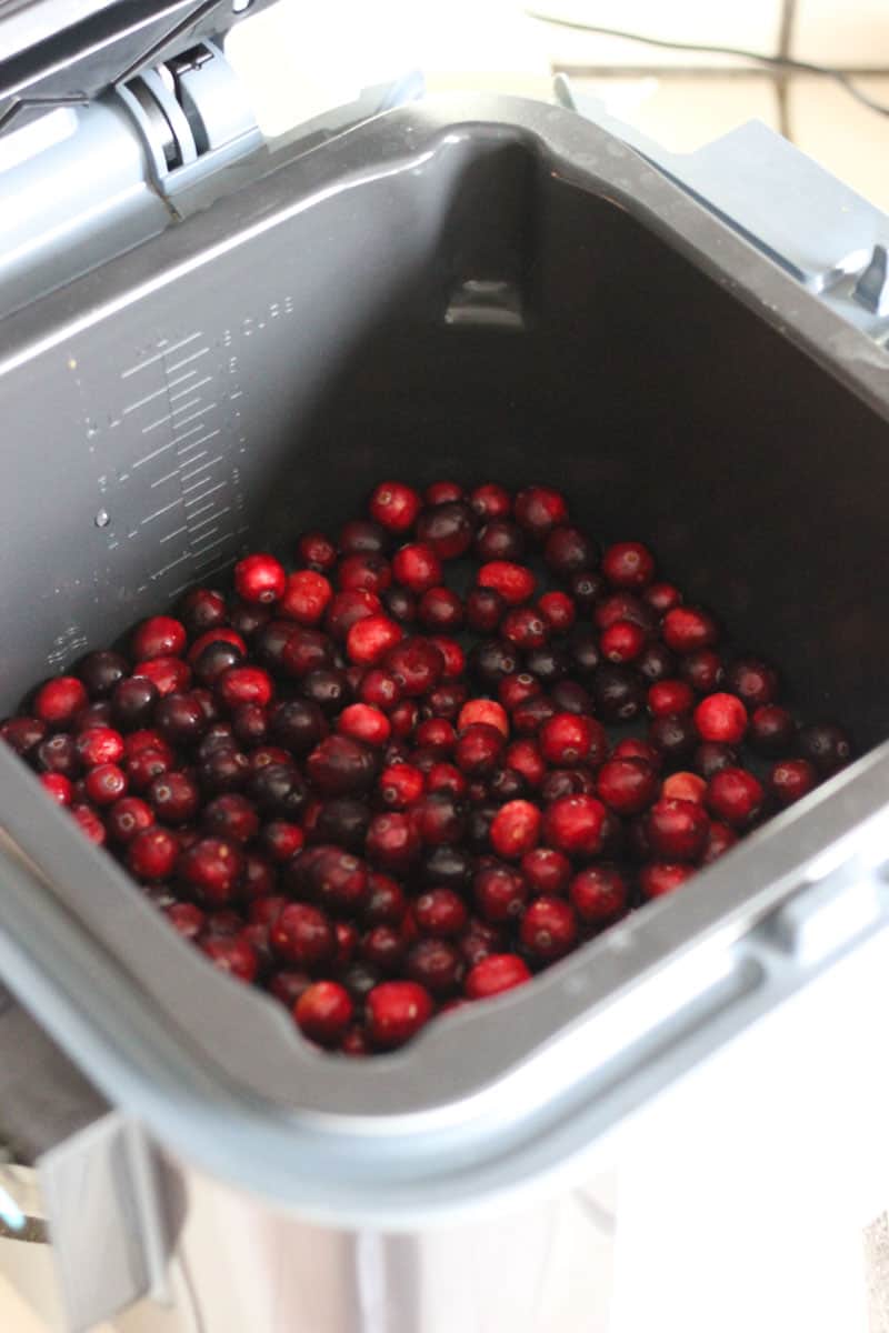 raw cranberries in the pot