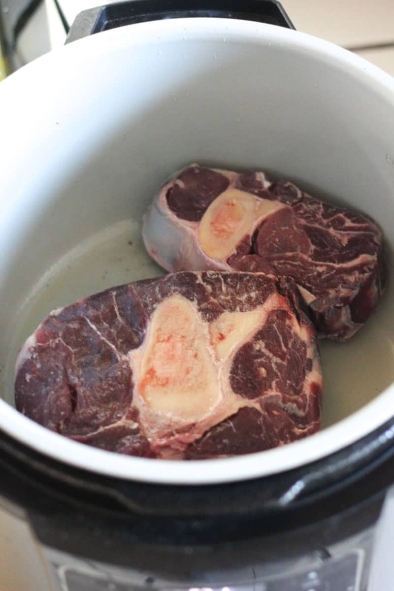 raw beef shanks in pressure cooker