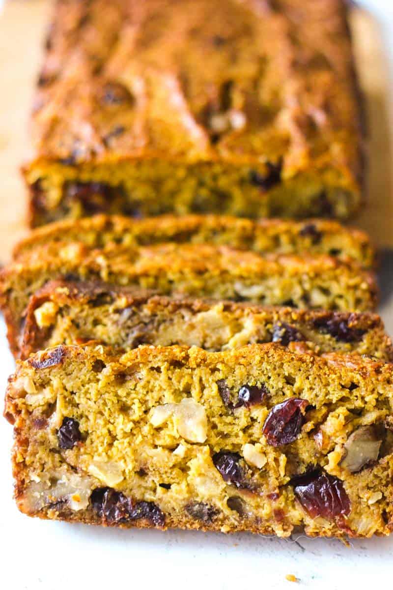 pumpkin fruitcake with pineapple, sliced