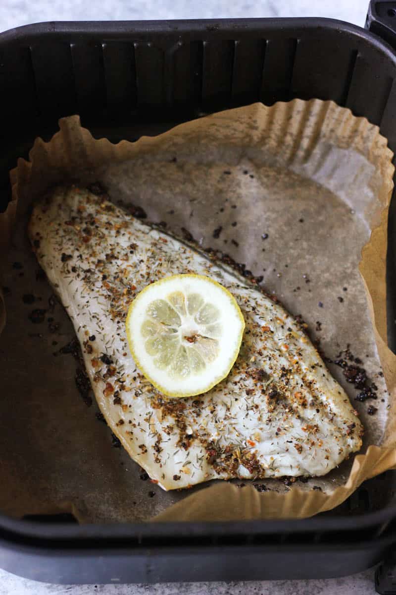 cooked in air fryer barramundi fillet