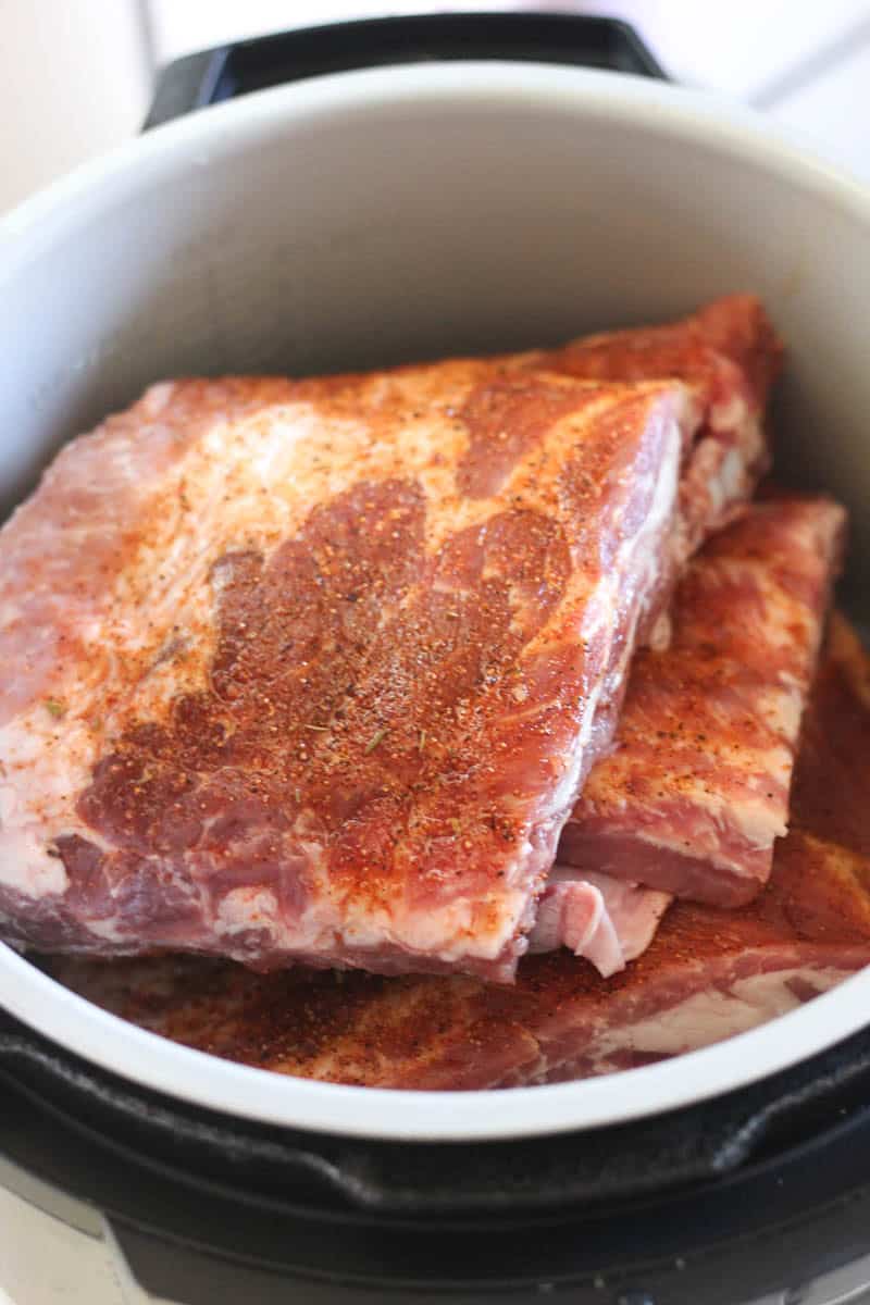 raw pork ribs in ninja foodi before cooking